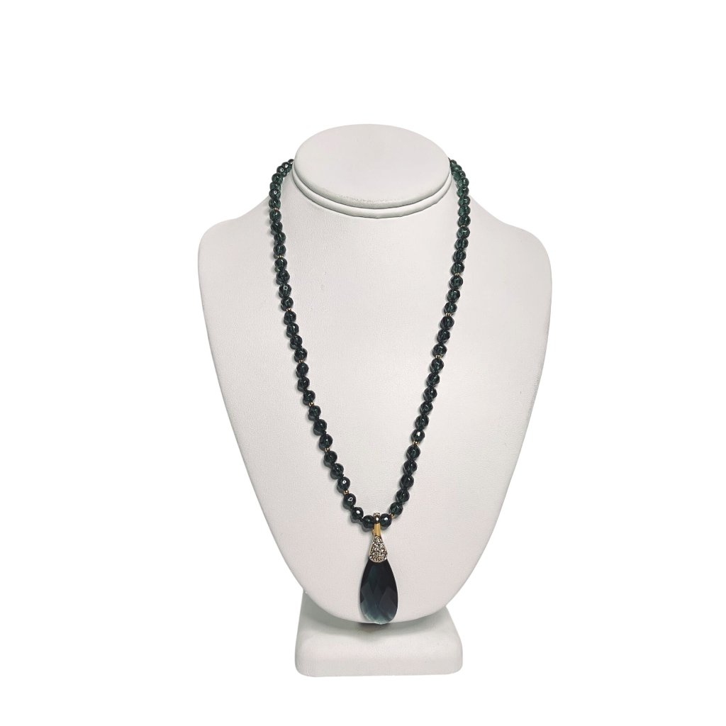 Monet Green Beads And Gold Accents Necklace W Removable Teardrop Pendant 6269 30$